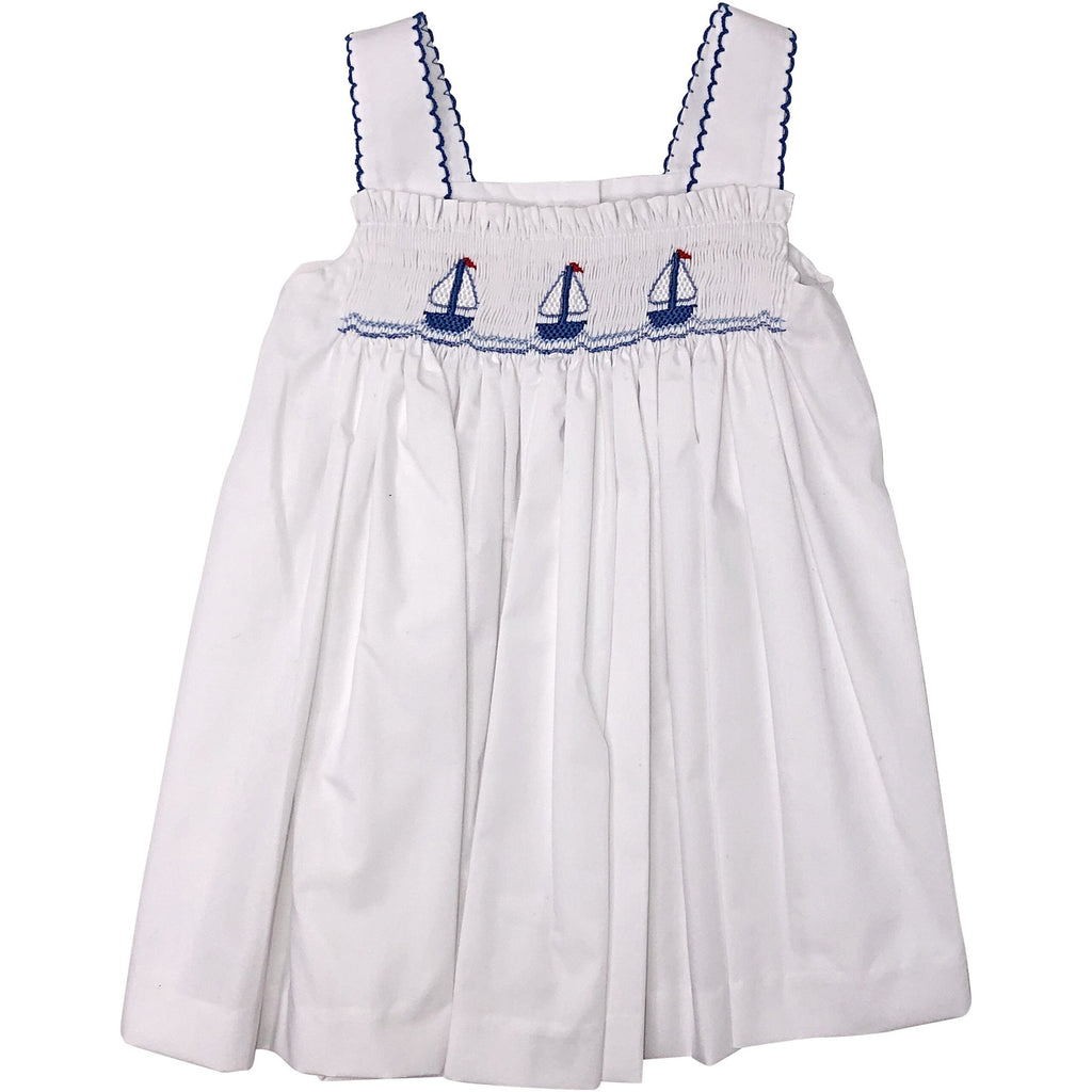 Petit Bebe Sailboats Smocked Strap Dress