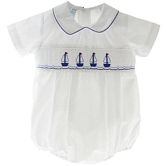 Petit Bebe Sailboats Smocked Boys Bubble