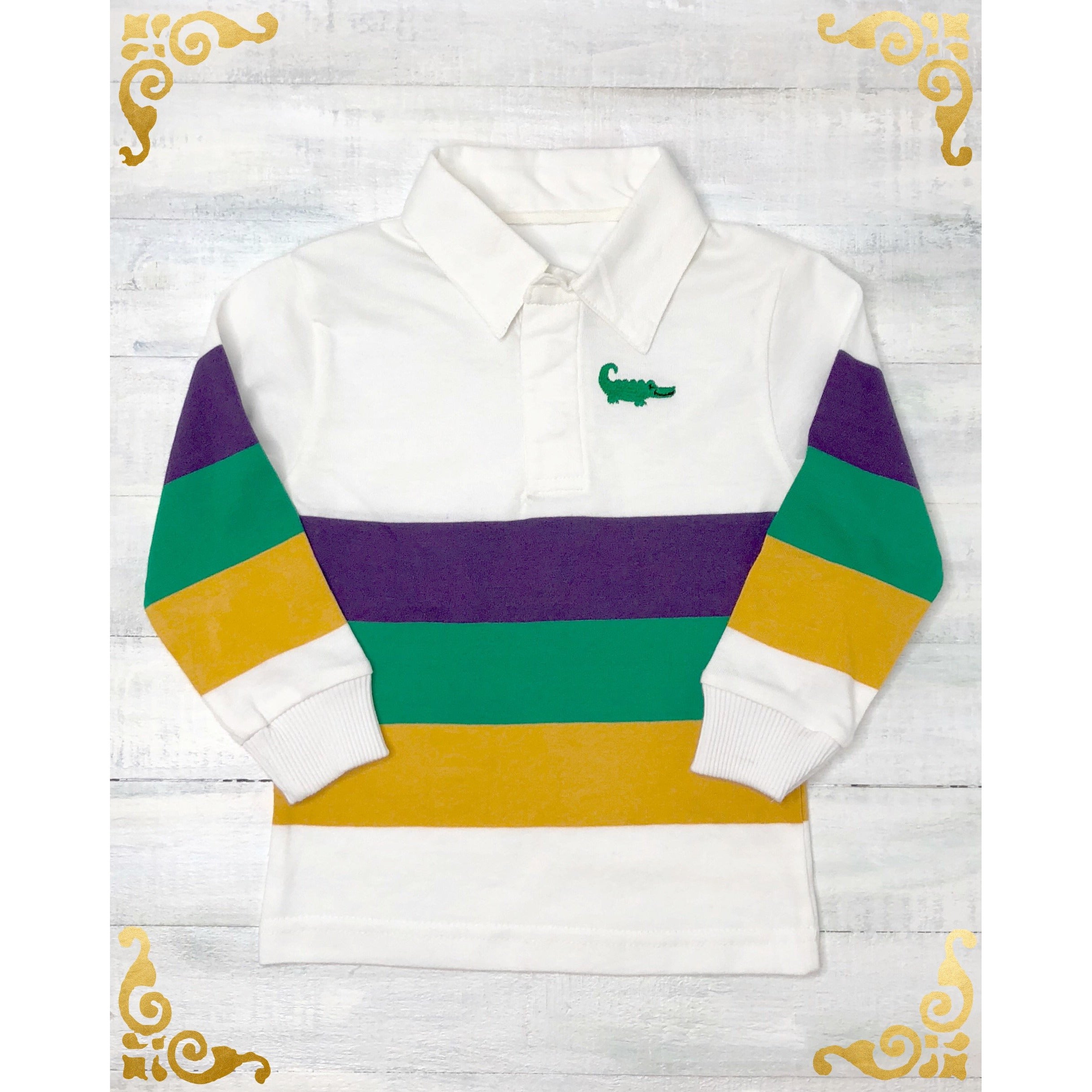 Mardi gras striped sales polo shirt