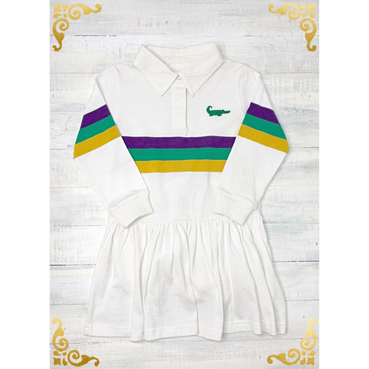 Mardi Gras Rugby Purple Green Gold Stripe Dress