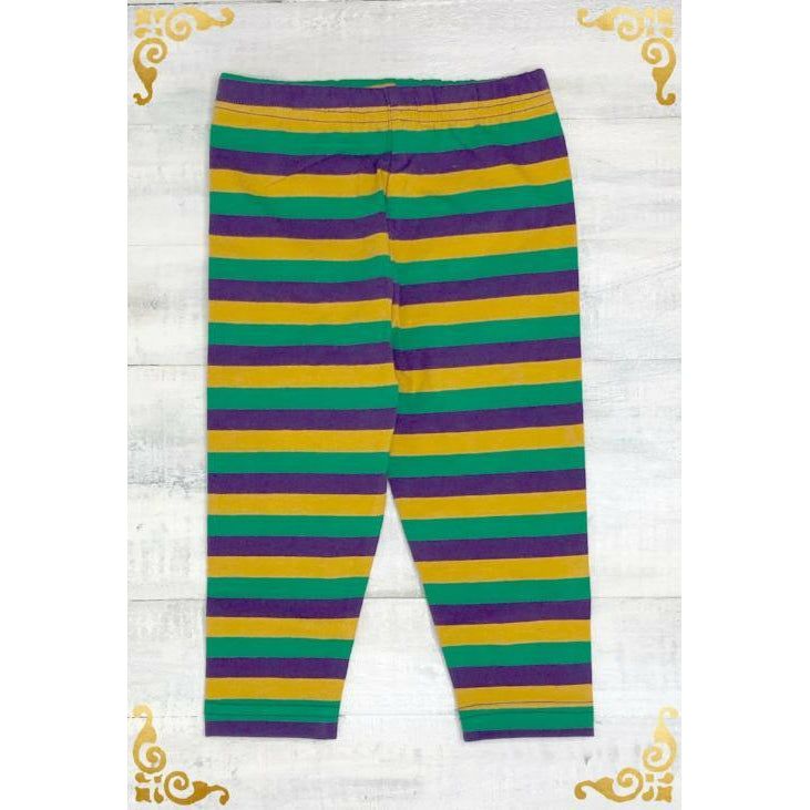 MeMe Mardi Gras Girls Stripe Leggings