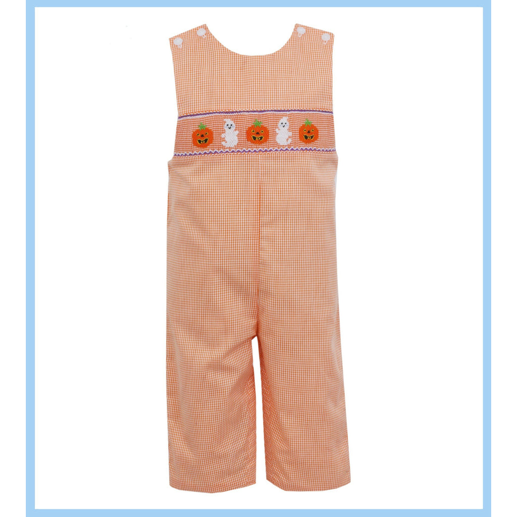 Petit Bebe - Halloween Pumpkin & Ghost Long Jon Jon Smocked