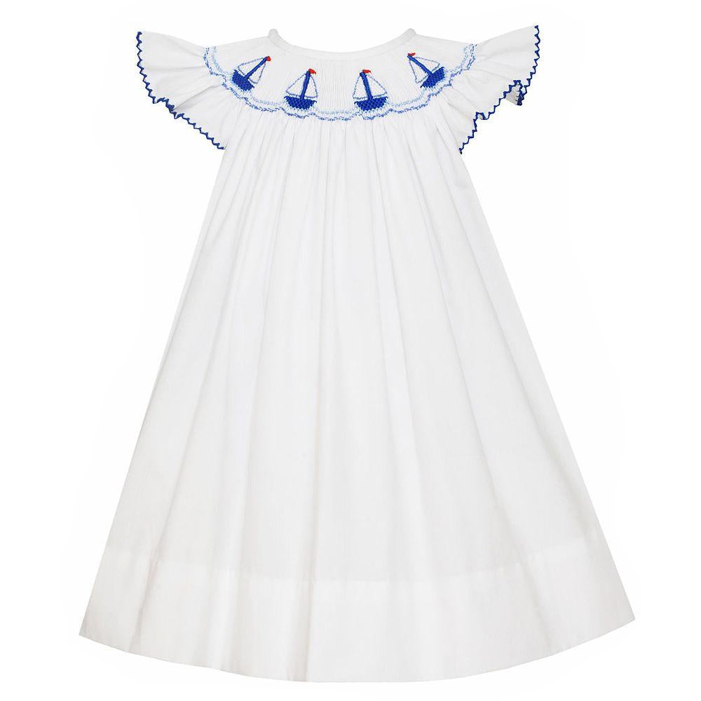 Petit Bebe Sailboats Smocked Bishop Dress