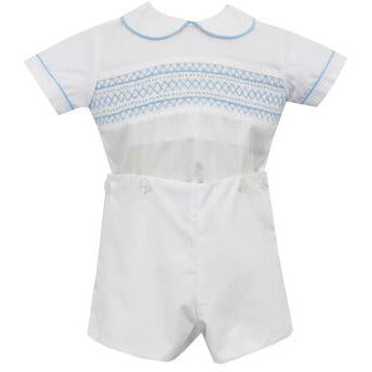 Petit Bebe - Robert Button on Short Set White Poplin
