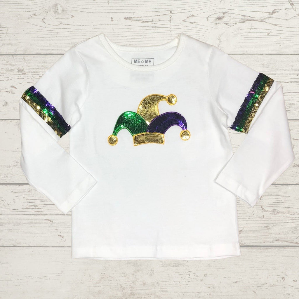 MeMe Mardi Gras Sequin Jester Shirt