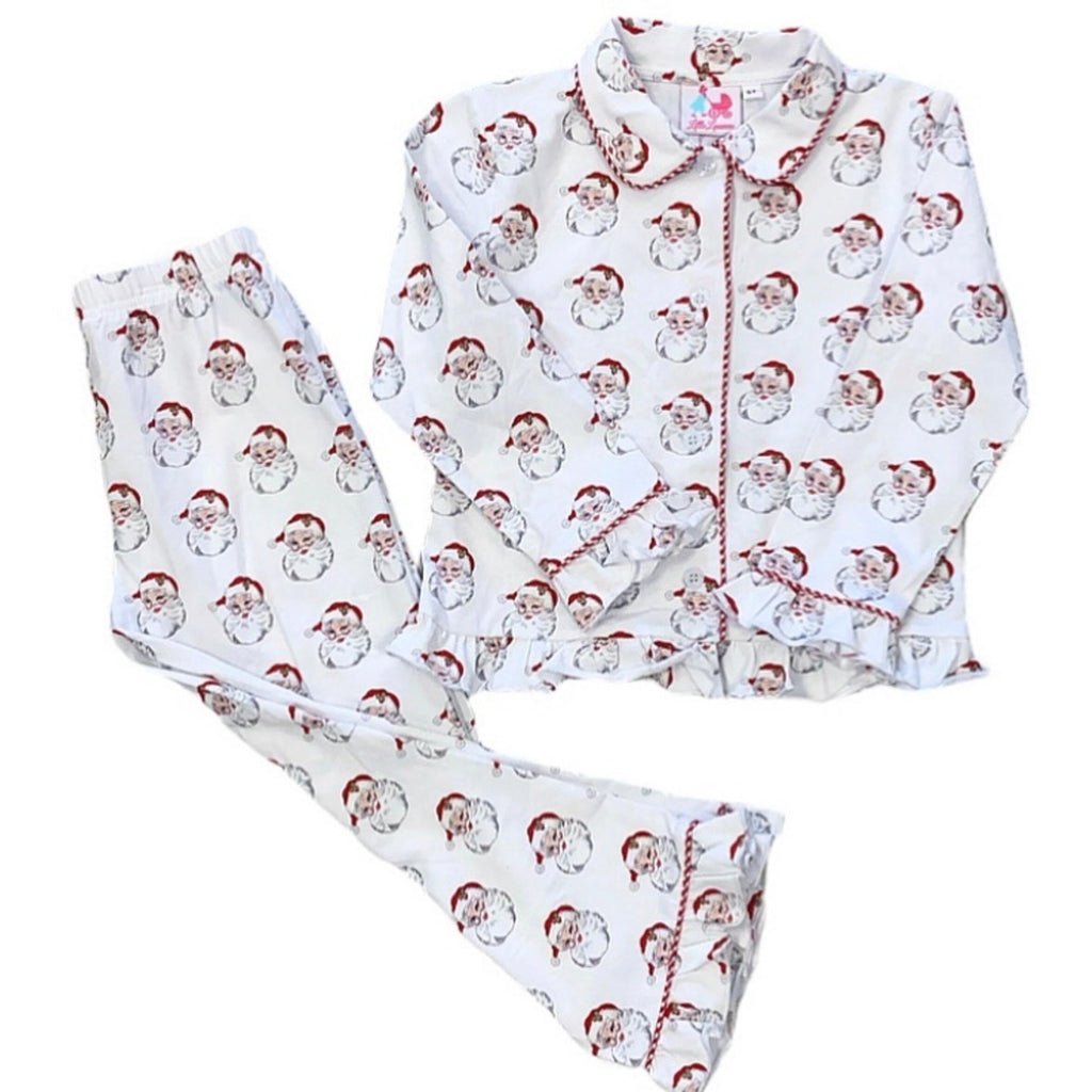 Little Louanne Vintage Santa Girl Knit PJ Set