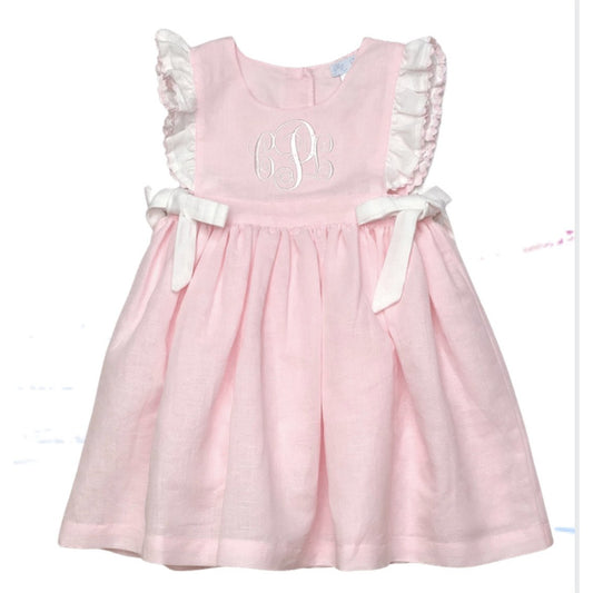 Meme Linen Girl Dress Light Pink