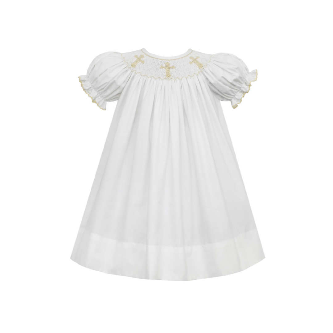 Petit Bebe Cross Smocked Bishop Dress The Silver Plum