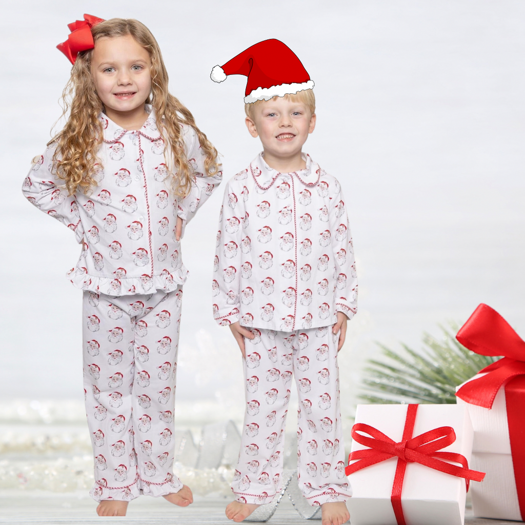 Little Louanne Vintage Santa Girl Knit PJ Set